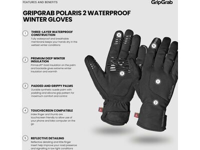 GripGrab Polaris 2 Waterproof Winter Gloves, Black - Bild 11