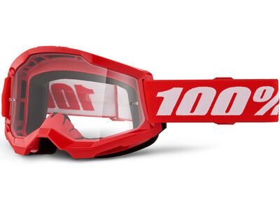 100% Strata 2 Junior Goggle - Clear Lens, red
